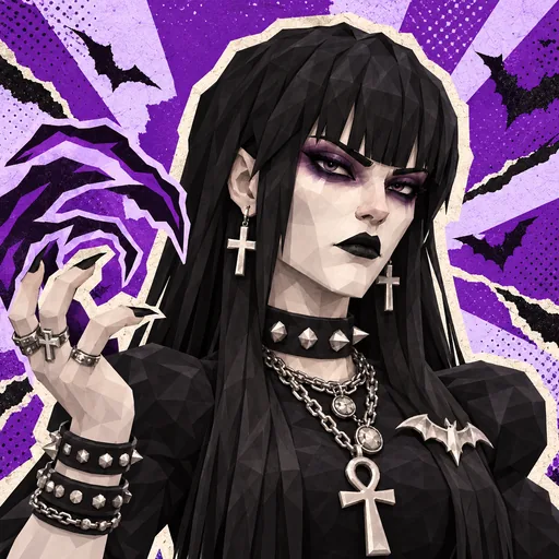 Nyx's real form portrait, a goth witch with shadow claws